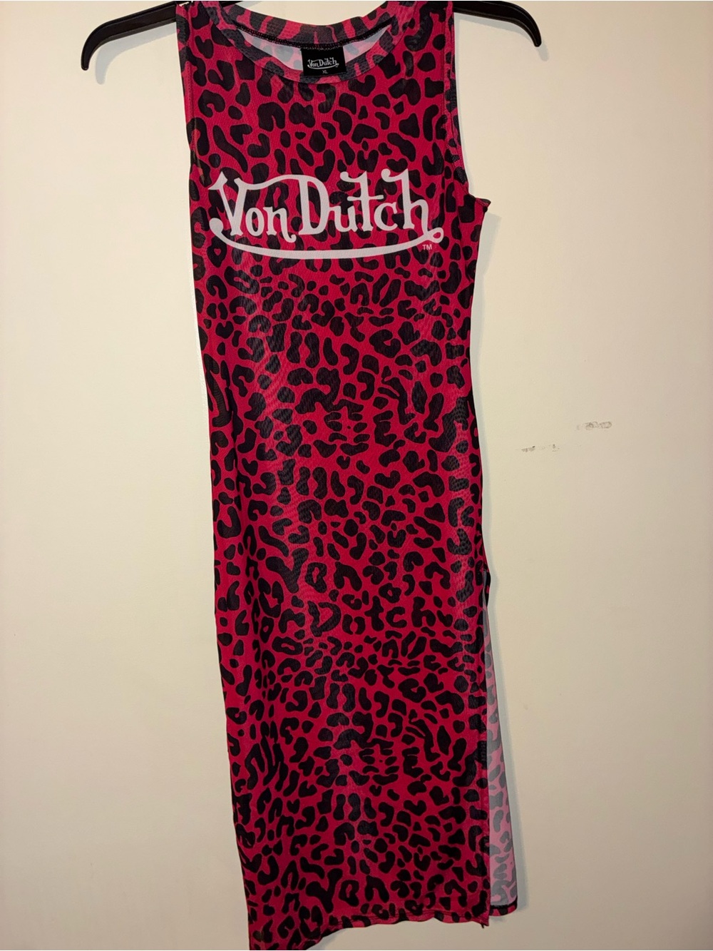 Von Dutch Hot Pink and Black Leopard Maxi Skirt